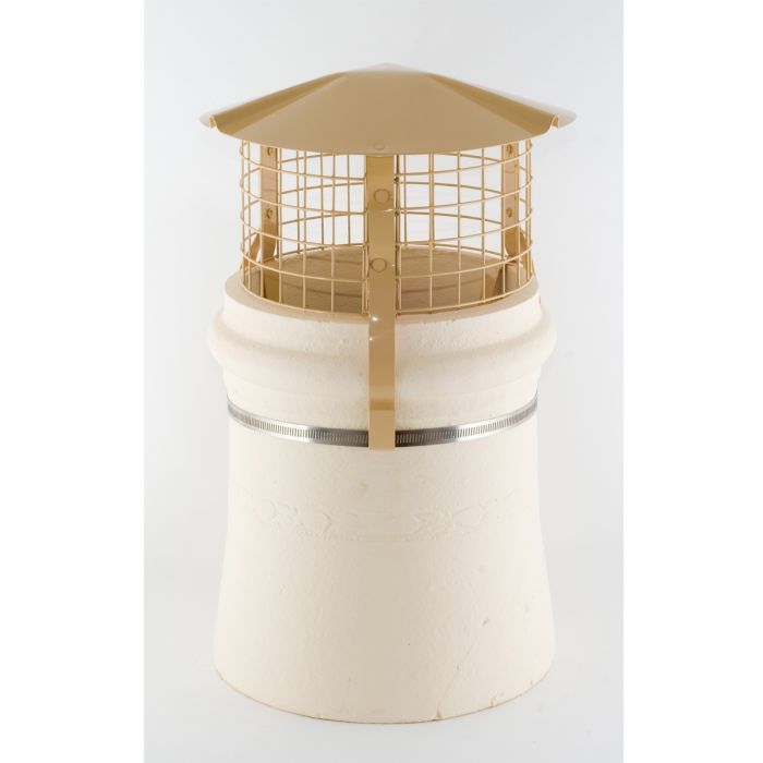 Brewer Birdguard Chimney Cowl - 150-250mm Internal Flues - Solid Fuel & Oil - Strap Fixing - Buff main product photo