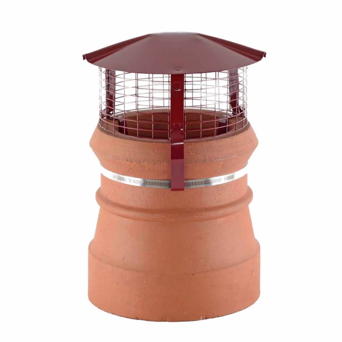 Brewer Birdguard Chimney Cowl - 150-250mm Internal Flues - Gas, Solid Fuel & Oil versions available - Strap Fixing - Terracotta main product photo