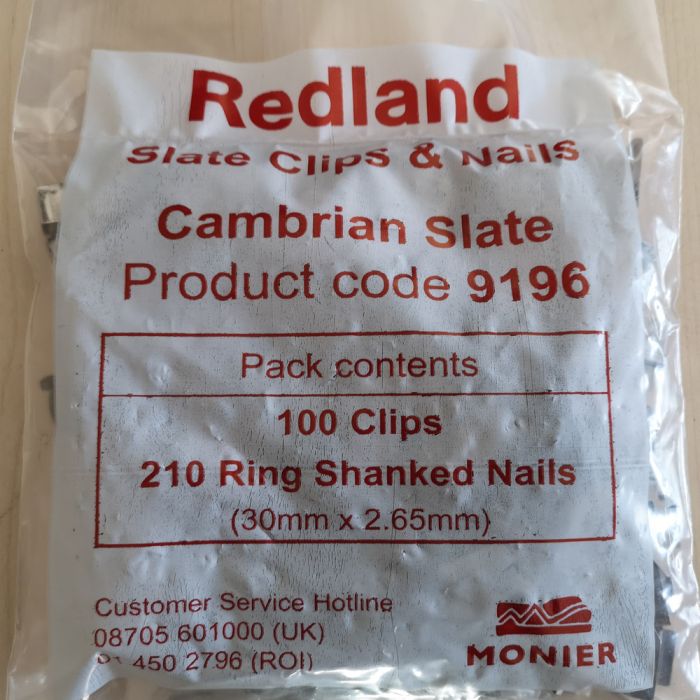Redland 9196 Cambrian Slate Clips x 100 & Nails x 210 main product photo
