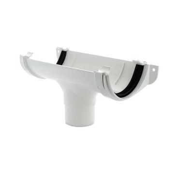 Hunter 112mm Half Round Gutter Running Outlet White