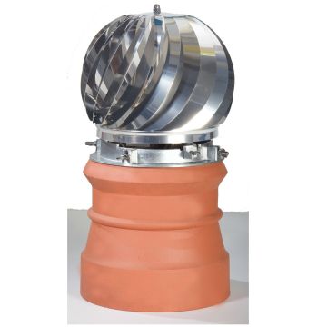 Brewer Aspirotor Chimney Cowl Model 150 Anti Downdraft Cowl Terracotta / Stainless Steel - from About Roofing Supplies Limited