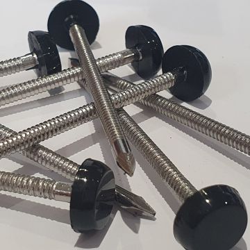 Stainless Steel Poly Headed Fixing Pins for Fascia & Soffits 65mm Black