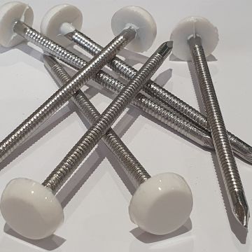 Stainless Steel Poly Headed Fixing Pins for Fascia & Soffits 30mm White