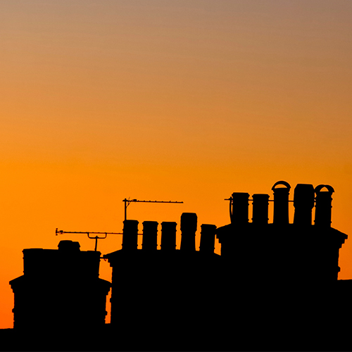 Chiney stacks at sunset